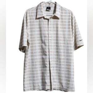 Nike short sleeve button-up shirt size Xlarge color white/ red